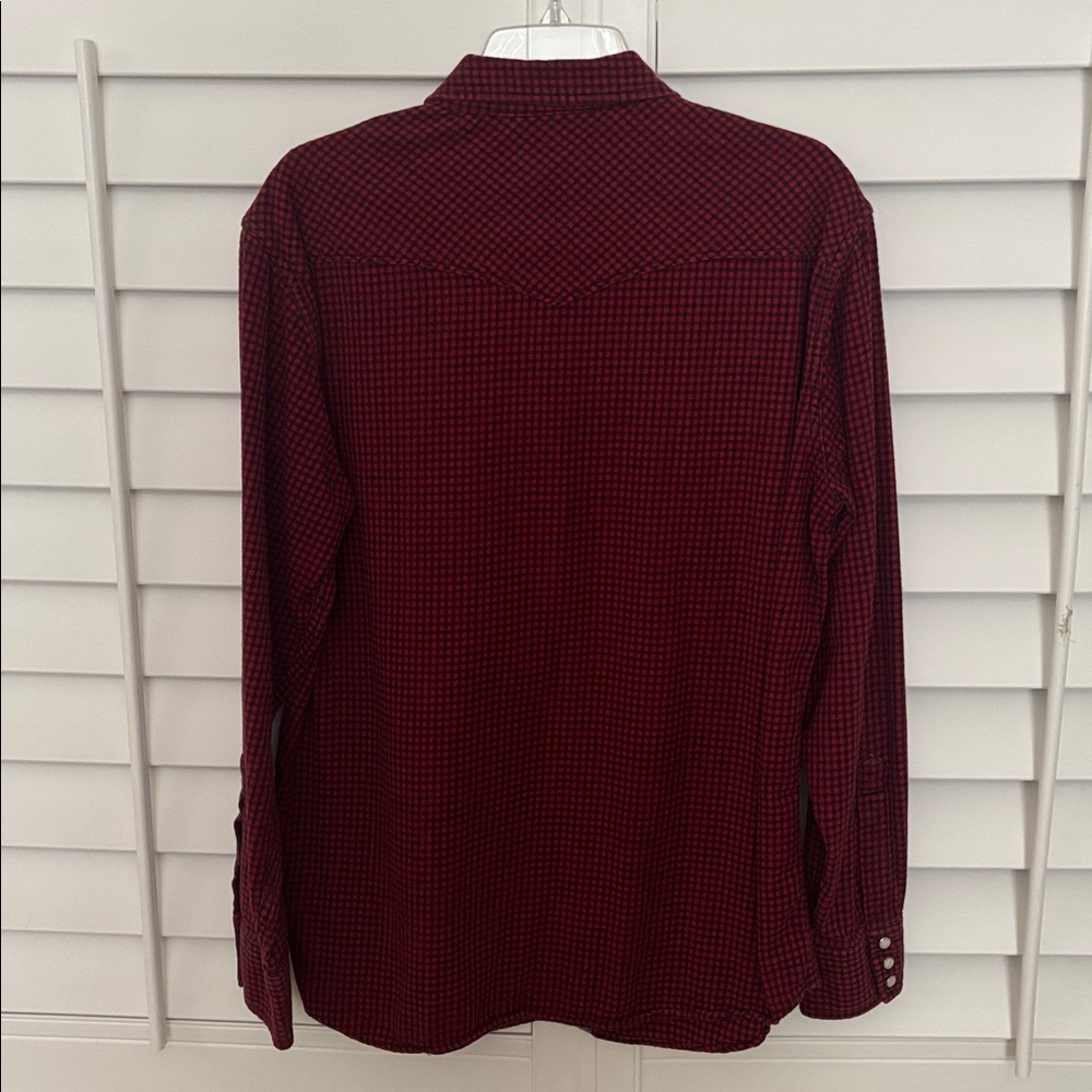 Lucky Brand Long Sleeve Red Black Plaid Flannel Button Down Shirt Size Large - Picture 2 of 8